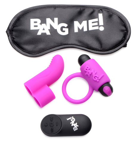 XR Brands Bang Couple's Kit — Purple Bullet Vibe, Finger Sleeve & Love Ring - BNG-AG580