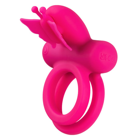 CalExotics Silicone Rechargeable Dual Butterfly Cock Ring, Pink - SE1843353