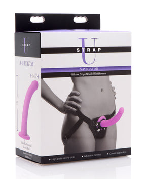 XR Brands Navigator Silicone G-Spot Strap-On Dildo with Adjustable Harness - SU-AF216
