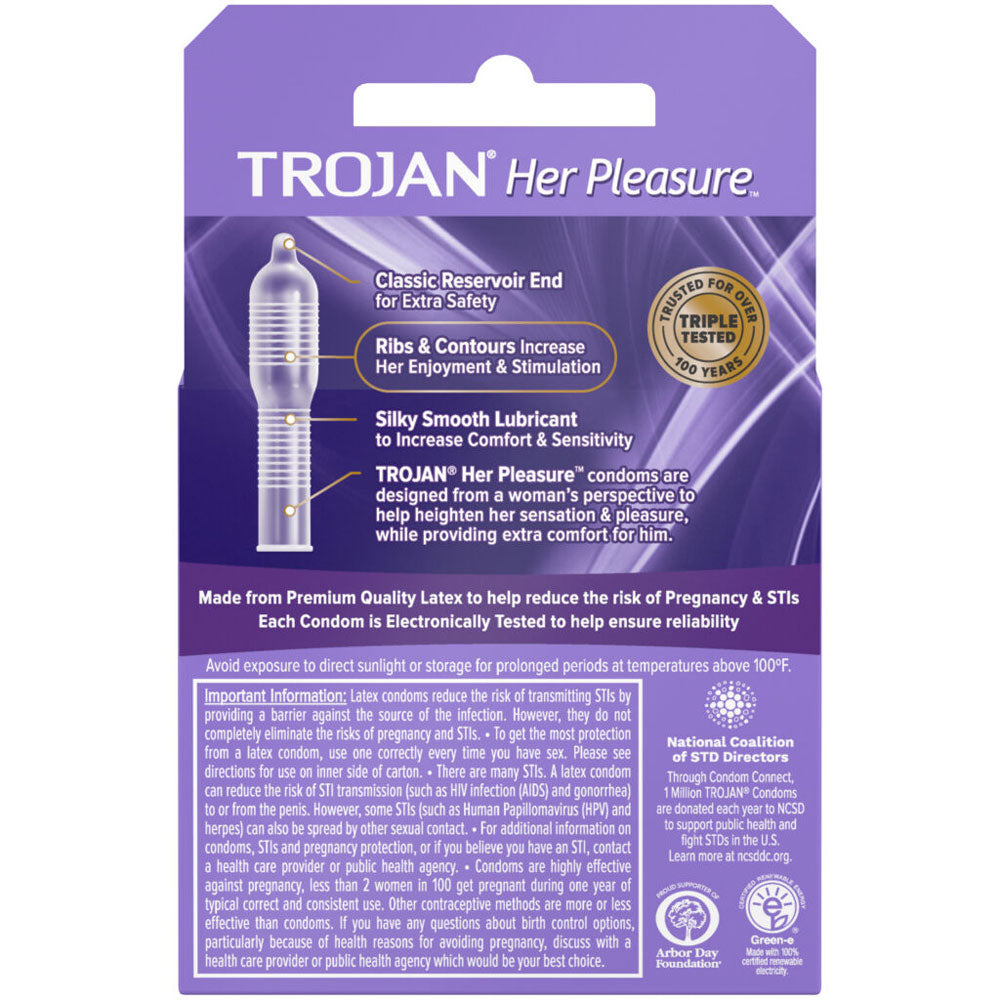 Trojan Her Pleasure Sensations Lubricated Condoms - 3 Pack by Paradise Marketing
