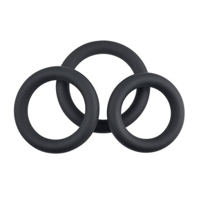 Evolved Novelties 3 Ring Circus — 3-Piece Silicone Cock Ring Set (Black) - SL-CR-3595-2