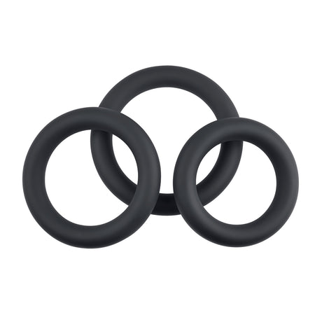Evolved Novelties 3 Ring Circus — 3-Piece Silicone Cock Ring Set (Black) - SL-CR-3595-2