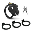 XR Brands Bull Chastity Cage — Black, 4 Graduated Rings - MS-AH664-BLACK