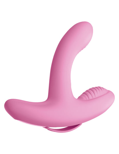 Threesome Rock n' Grind Silicone Vibrator - Pink by Pipedream