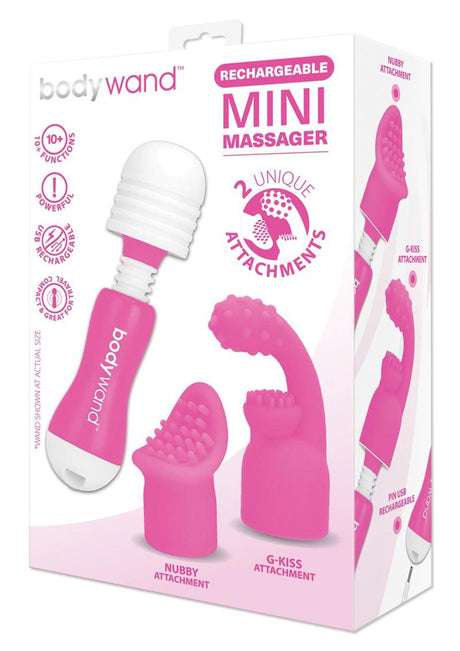 XGEN Bodywand Rechargeable Mini Massager with Attachments — Pink - X-BW144