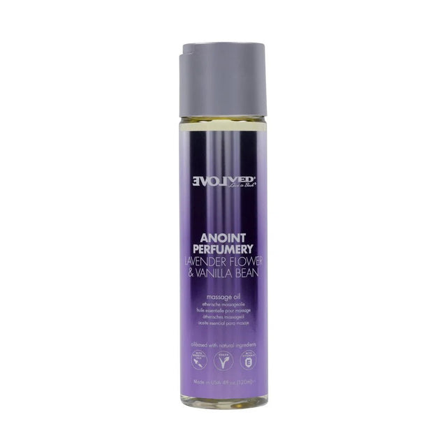 Evolved Novelties Anoint Parumery Lavender & Vanilla Bean Massage Oil, 4 oz - EN-LQ-4431-2