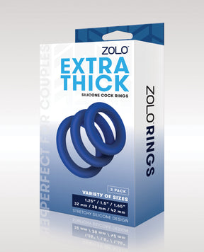 ZOLO Extra Thick Silicone Cock Rings - Blue Pack of 3 by ZOLO
