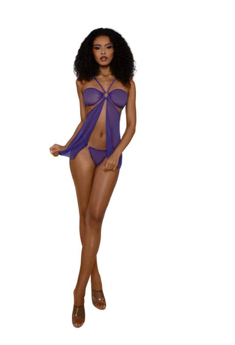 Dreamgirl Babydoll Set with Panty, One Size — Ultra Violet - DG-14307UVOS