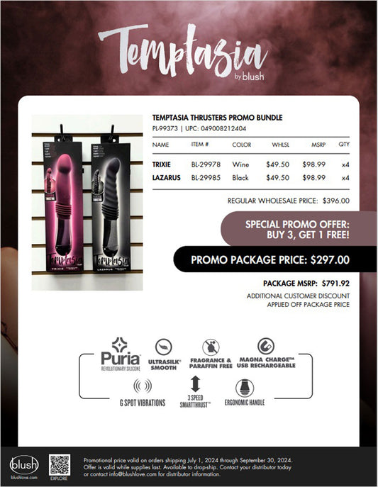 Blush Temptasia Thrusters Promo Bundle — 8 Vibrators (4 Trixie, 4 Lazarus) - PL-99373