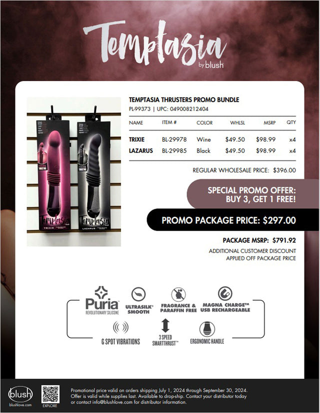 Blush Temptasia Thrusters Promo Bundle — 8 Vibrators (4 Trixie, 4 Lazarus) - PL-99373