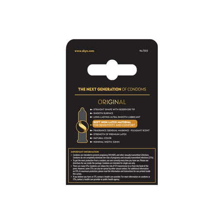 Skyn Original - Non-Latex Lubricated Condoms - 3 Pack