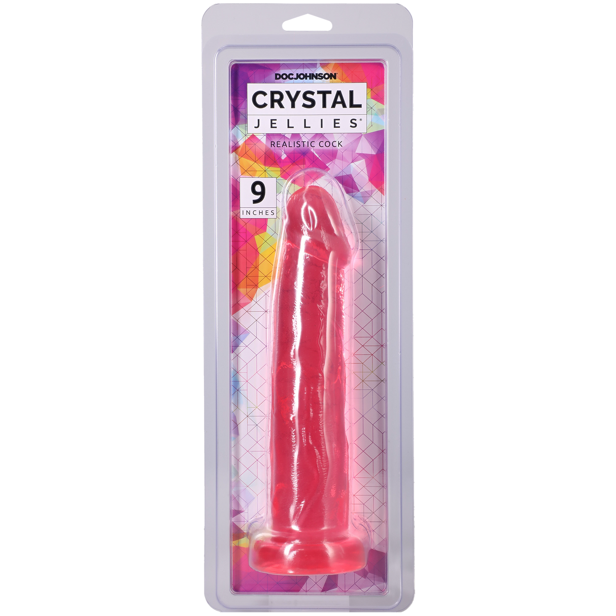 Doc Johnson Crystal Jellies Realistic Dildo — 9 in, Pink - DJ0288-47-CD
