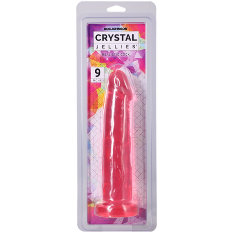 Doc Johnson Crystal Jellies Realistic Dildo — 9 in, Pink - DJ0288-47-CD