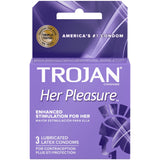 "Trojan Her Pleasure Sensations Lubricated Condoms - 3 Pack TJ97320"