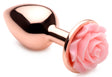 XR Brands Small Rose Gold Anal Plug with Pink Flower — 3" - BTYS-AG855-SML