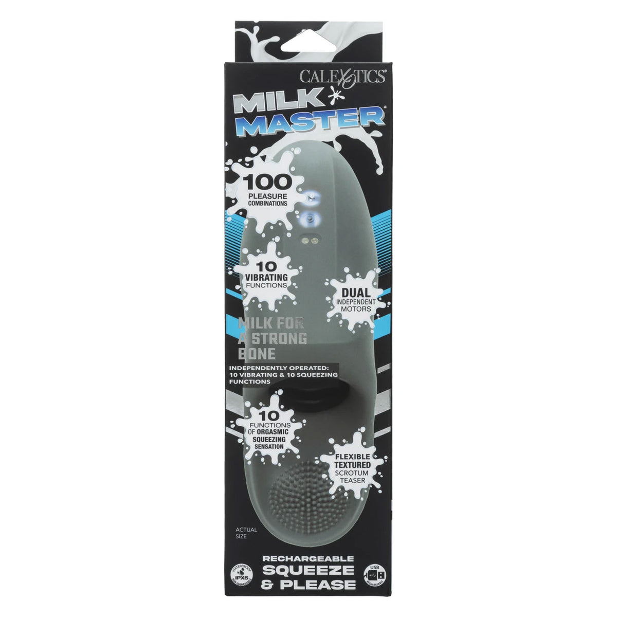 CalExotics Milk Master Rechargeable Squeeze & Please Masturbator — Grey - SE5550203