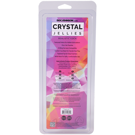 Doc Johnson Crystal Jellies Realistic Dildo — 7 in Pink - DJ0288-43-CD