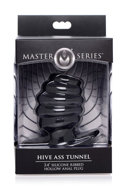 Hive Ass Tunnel Silicone Ribbed Hollow Anal Plug - Medium by XR Brands