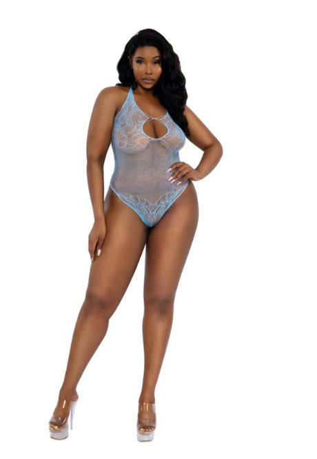 Dreamgirl Ashley Teddy — Arctic Blue, 95% Nylon/5% Spandex - DG-14315XAB