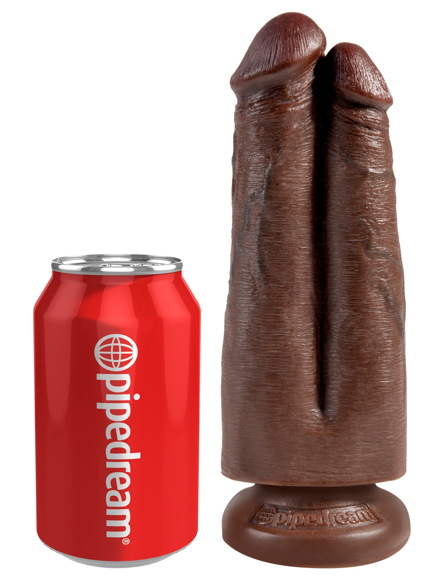 King Cock 7" Two Cocks One Hole - Brown by Pipedream