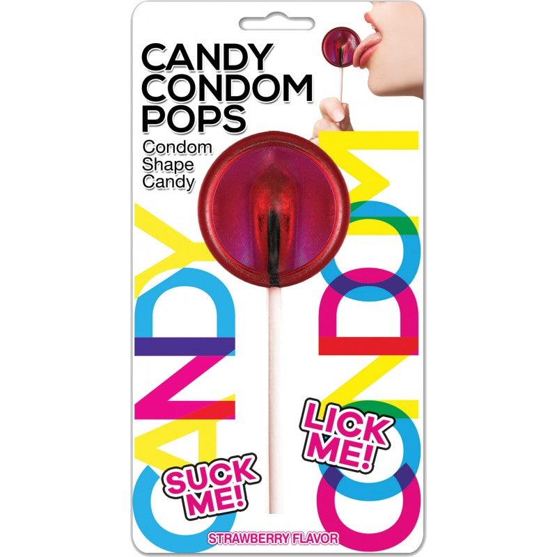 Hott Products Candy Condom Pop — Strawberry Lollipop - HTP3221