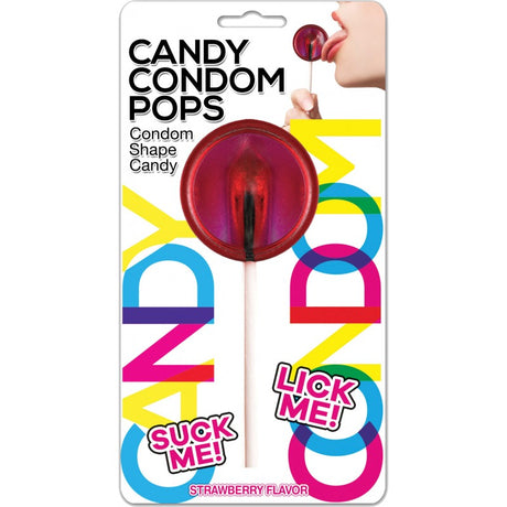 Hott Products Candy Condom Pop — Strawberry Lollipop - HTP3221