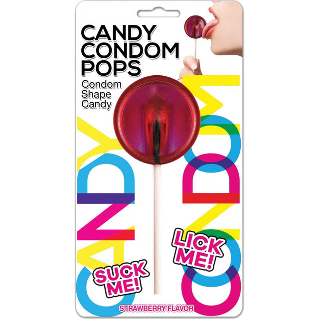 Hott Products Candy Condom Pop — Strawberry Lollipop - HTP3221