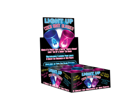 Light Up Cock Shot Glasses 12 Piece P.O.P. Display - Assorted Colors