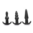 XR Brands 4-Piece Vibrating Anal Plug Set — Black - TV-AF832BLK