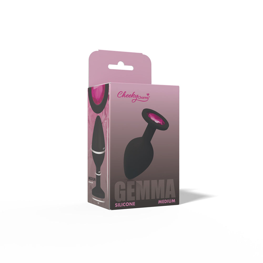 Gemma Pink Gem Black Silicone Plug - Medium