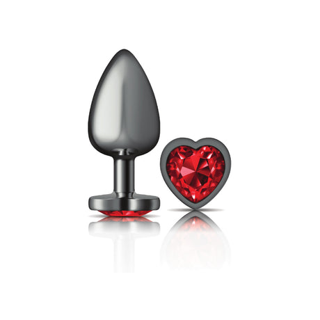 Viben Cheeky Charms Gunmetal Anal Plug — Large, Deep Red Heart - VB-CC9137