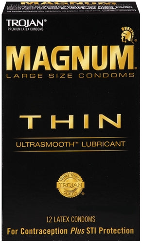 Paradise Marketing Trojan Magnum Thin Large Lubricated Condoms — 12 Pack - TJ64614