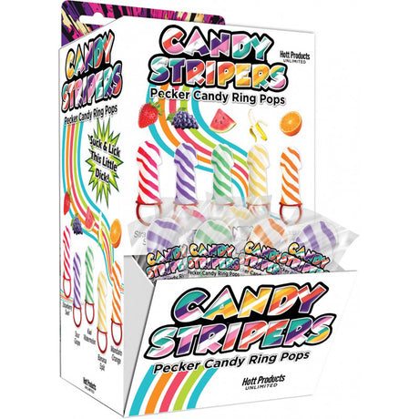 Hott Products Candy Stripers Ring Pop Display — 36 Count, 5 Flavors - HTP3599-D