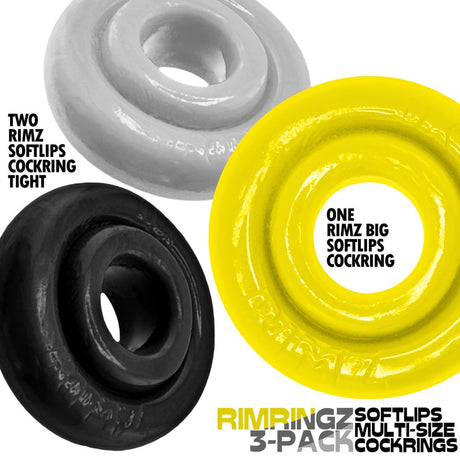 OXBALLS Rimringz Shockwave 3-Pack Cockrings (2 Regular + 1 Big) - OX-3206-SHK
