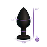 Gemma Pink Gem Black Silicone Plug - Large