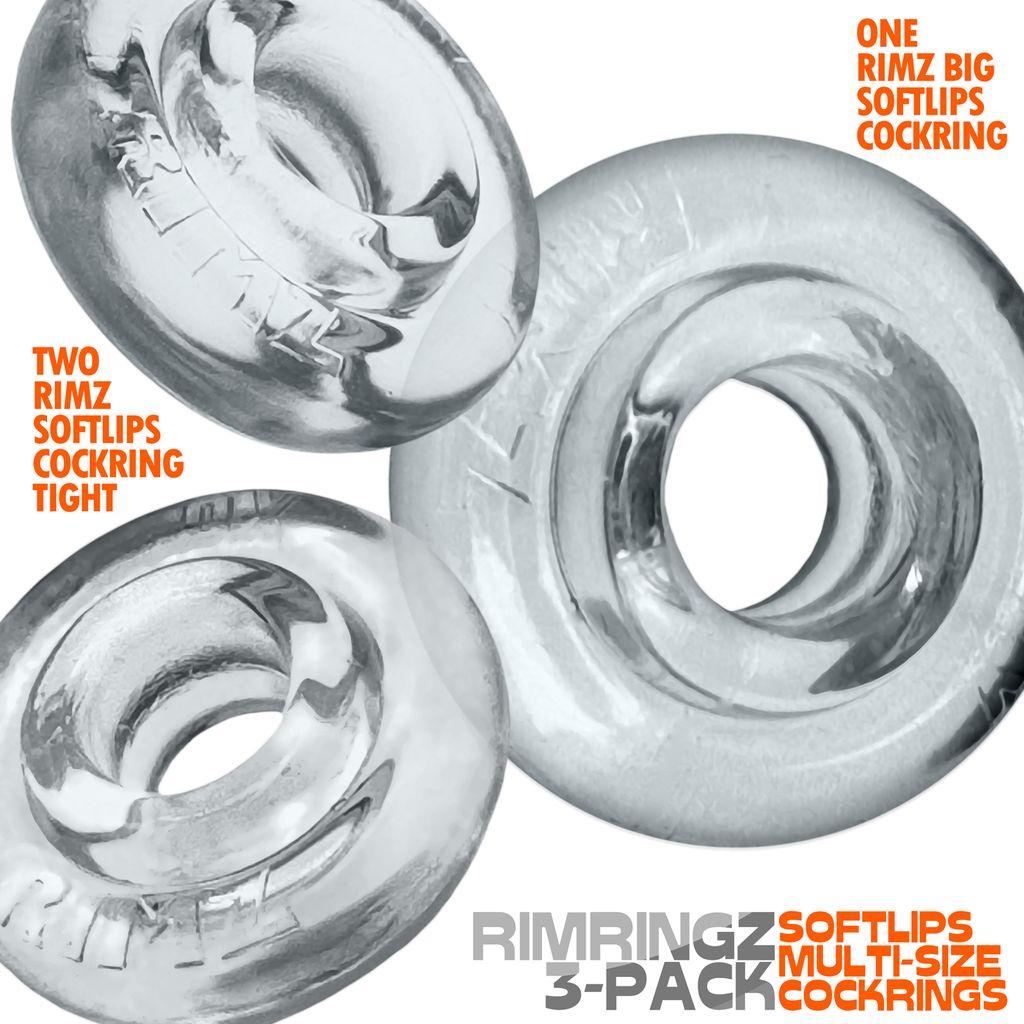 OXBALLS Rimringz Multi-Size Cockring 3-Pack — Clear - OX-3206-CLR