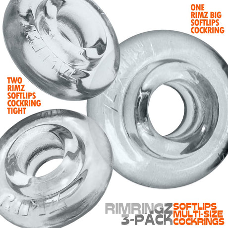 OXBALLS Rimringz Multi-Size Cockring 3-Pack — Clear - OX-3206-CLR