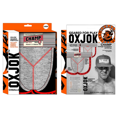 OXBALLS CHAMP Vintage Sweatshirt Jockstrap — Gray Heather, Large - OX-JOK-1004-GRY-L