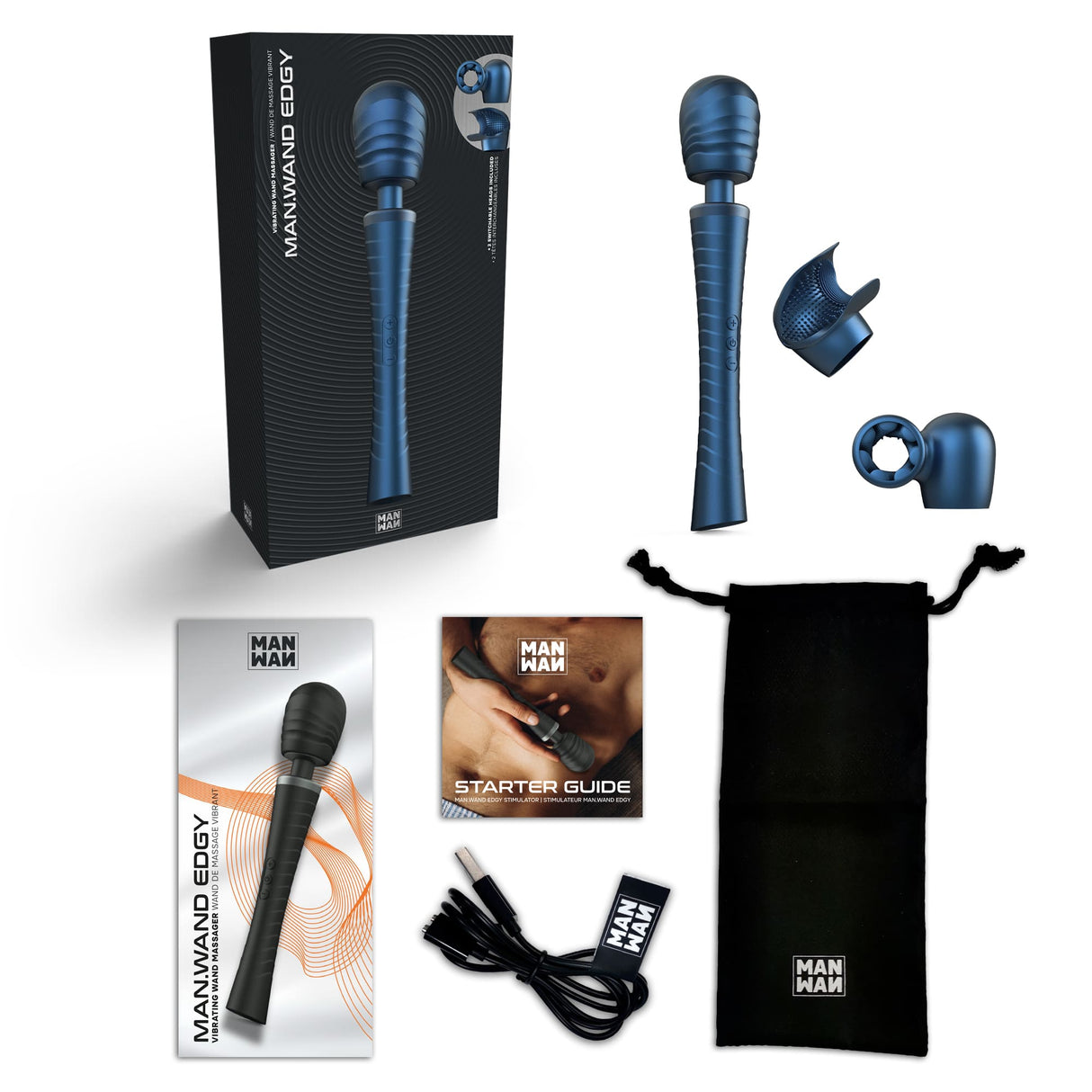 Man Wan Edgy Vibrating Wand — Stellar Blue - MW9511