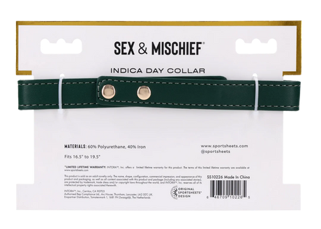 Sportsheets Indica Day Collar, Emerald Faux Leather (15–19 in) - SS10226