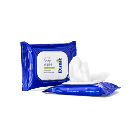 Dame Aloe & Cucumber Body Wipes, 12 Pack - DM2170