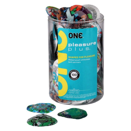 Paradise Marketing One Pleasure Plus Condoms — 100 Piece Bowl - PM110300BC