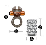 Blush Stay Hard Vibrating Cock Ring Set with Textured Sleeve - BL-74209