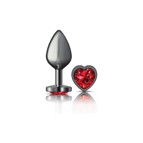 Viben Cheeky Charms Medium Gunmetal Metal Anal Plug with Red Heart Gem - VB-CC9136