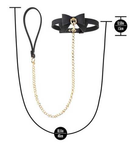 Blush Temptasia Ardor Collar and Leash — Black with Bow - BL-55545