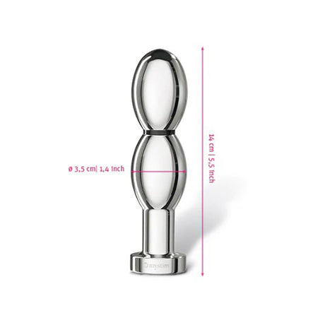 Mystim O(h!)-thello Oval E‑Stim Dildo — Aluminum, 14 cm - MY1104