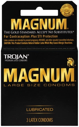 Paradise Marketing Trojan Magnum Large Lubricated Condoms — 3 Pack - TJ64203