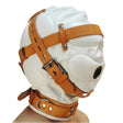 Strict Leather Total Sensory Deprivation Hood — Medium-Large, White/Tan - 811847016013