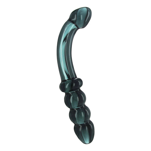 Prisms Erotic Glass Hamsa Dual-Ended Glass Dildo, Smoky Jade, 7.5 in - 811847018802