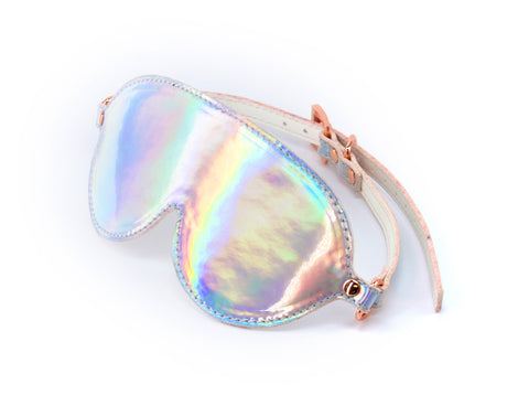 nsnovelties Cosmo Rainbow Holographic Vinyl Blindfold with Rose Gold Hardware - NSN-1313-01